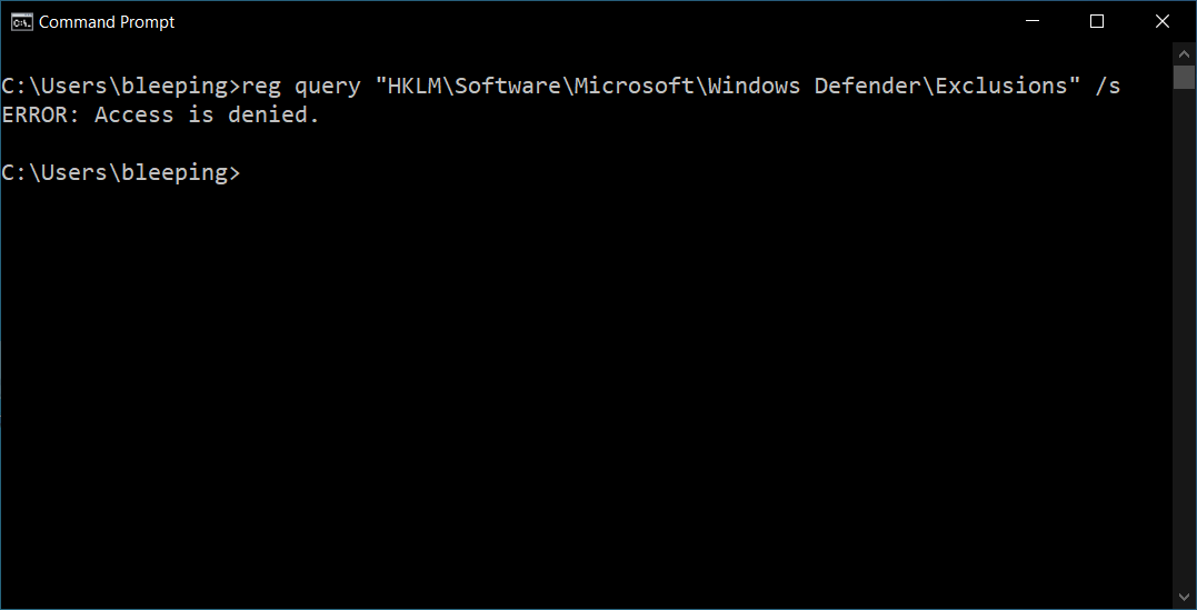NoAccessToWinDefenderExclusions.png